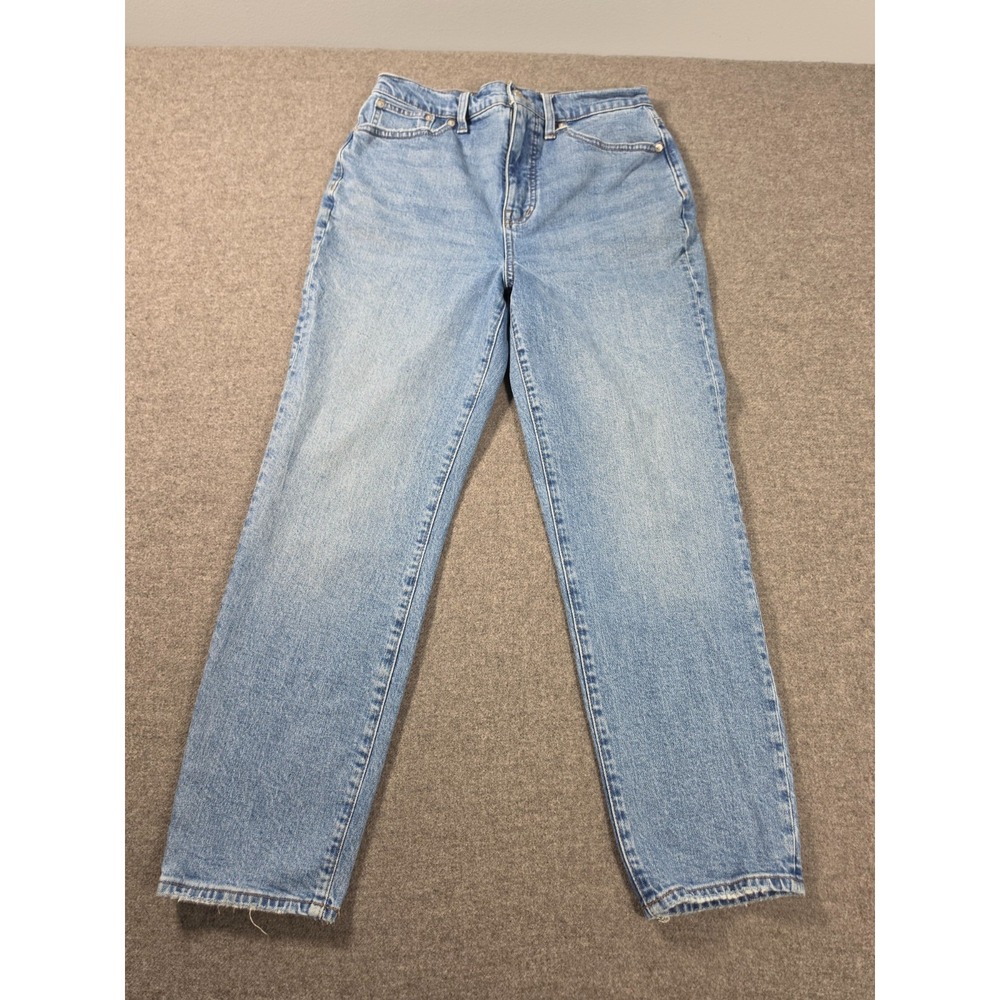 Madewell The Momjean High Rise Straight Leg Jeans Women 28 Light Wash Blue Denim